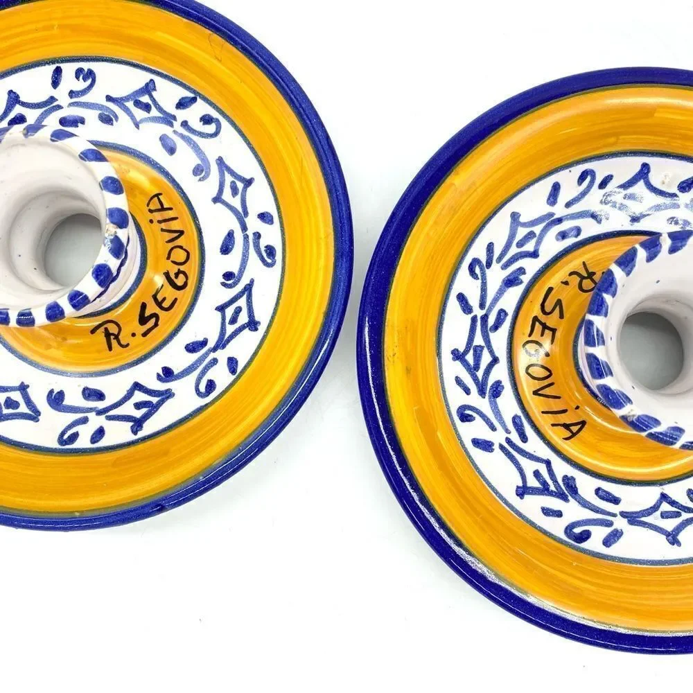 Fiesta Yellow Spanish Finger Loop Candlestick Holders